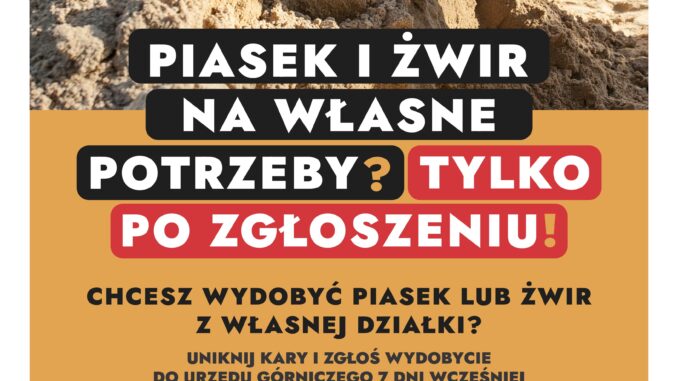 plakat żwir i piasek na własne potrzeby