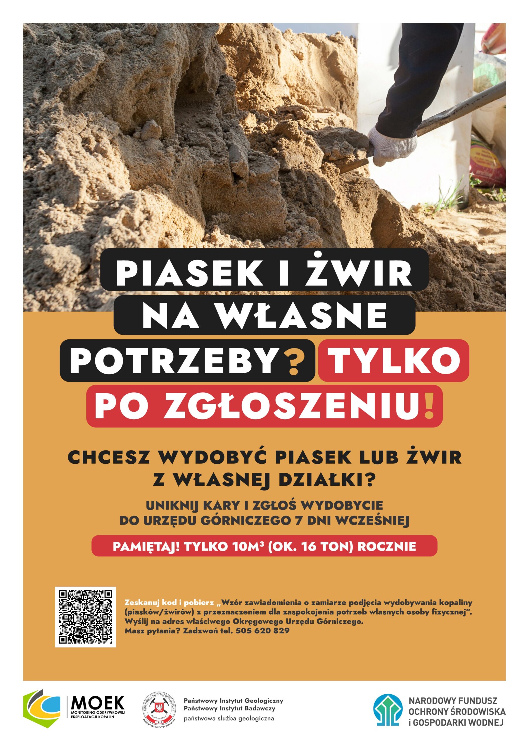 plakat żwir i piasek na własne potrzeby